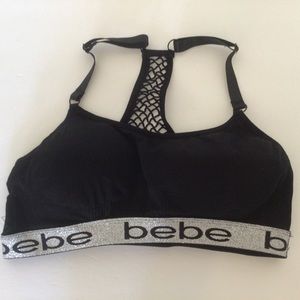 BEBE BLACK STRAPPY BACK LOUNGE BRA XL